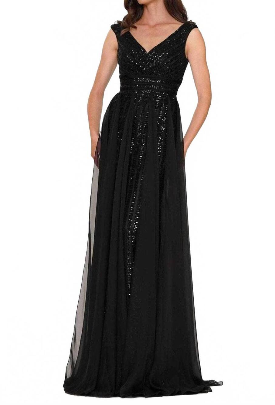 NEW MARSONI BY COLORS embellished a-line evening dress in black